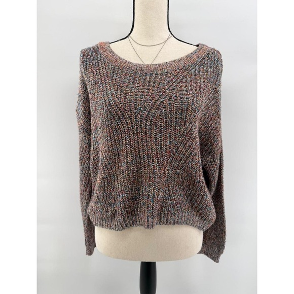 Express Sweaters - Express Womens XS Multi Color Space Dye Open Lattice Back Knit Sweater